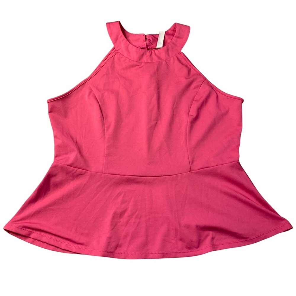 PerSeption Concept Pink Halter Peplum Top XL